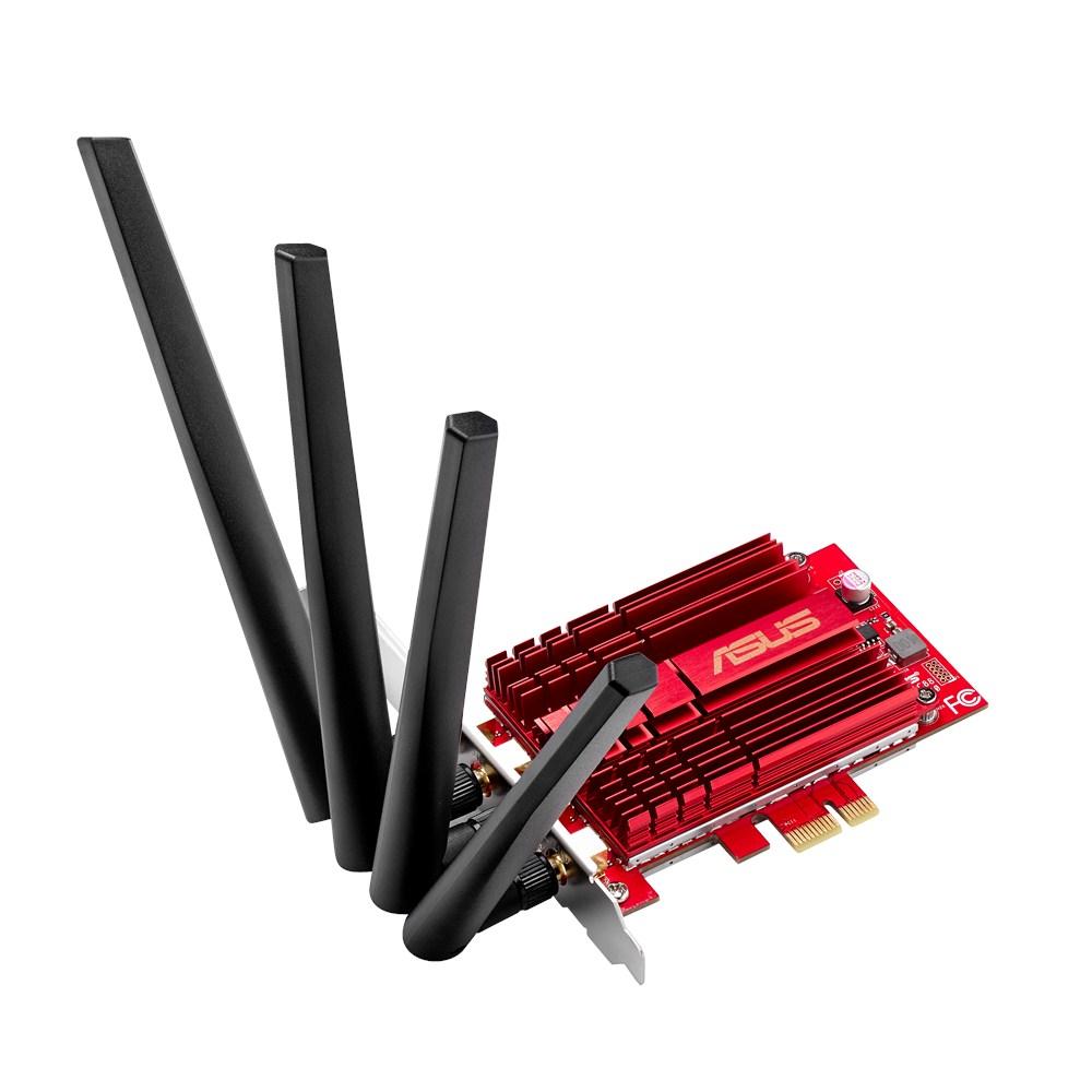 Card mạng không dây Asus PCE-AC88 802.11a/b/g/n/ac PCIe x1 slide image 1