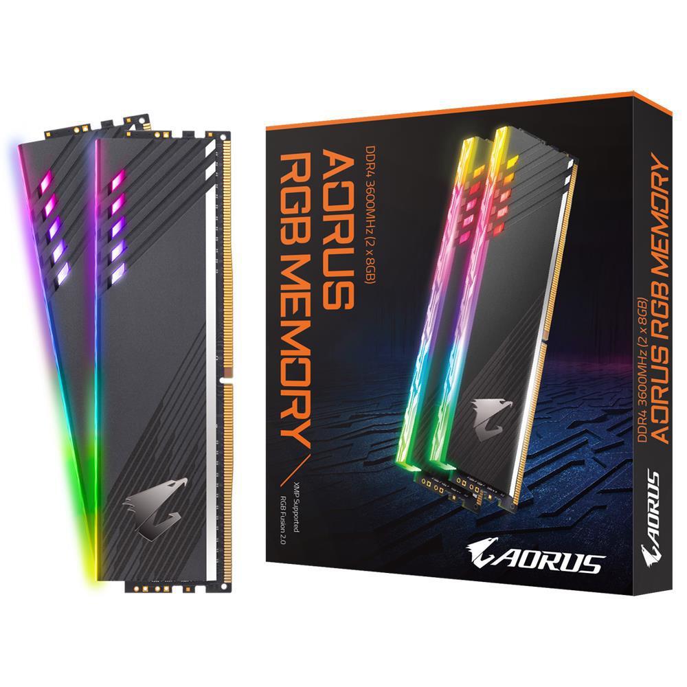 RAM Gigabyte AORUS RGB 16GB (2x8) DDR4-3600 CL18 (GP-AR36C18S8K2HU416R) slide image 0