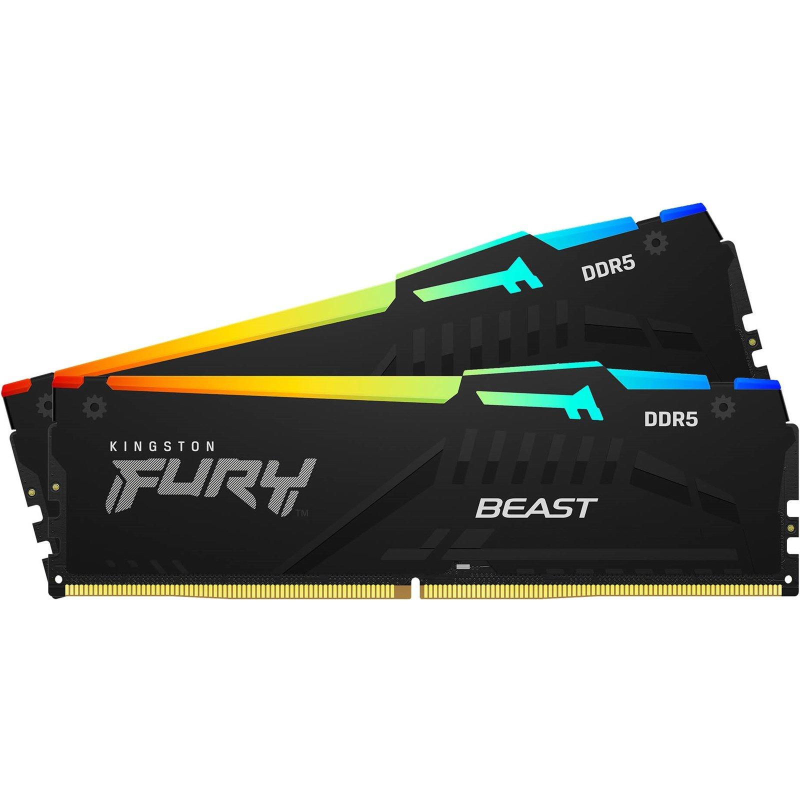 RAM Kingston FURY Beast RGB 16GB (2x8) DDR5-5200 CL40 (KF552C40BBAK2-16) slide image 0