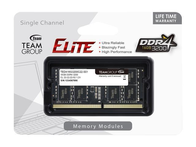RAM TEAMGROUP Elite 16GB (1x16) DDR4-3200 SODIMM CL22 (TED416G3200C22-S01) slide image 1