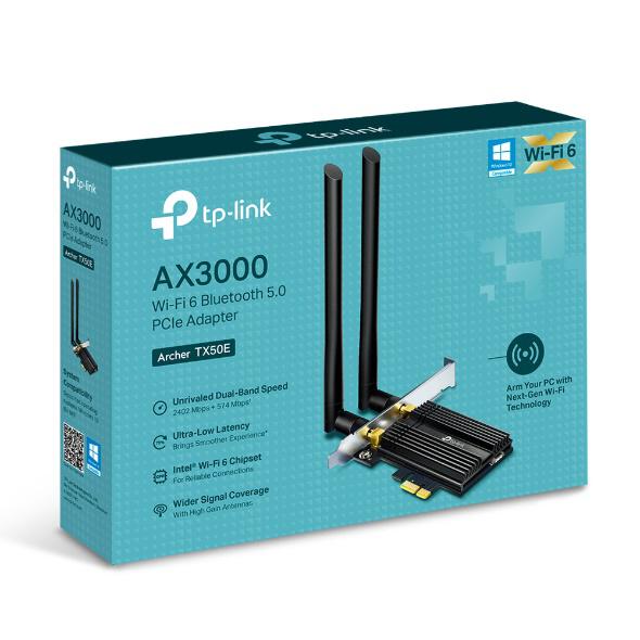 Card mạng không dây TP-Link Archer TX50E 802.11a/b/g/n/ac/ax PCIe x1 slide image 1
